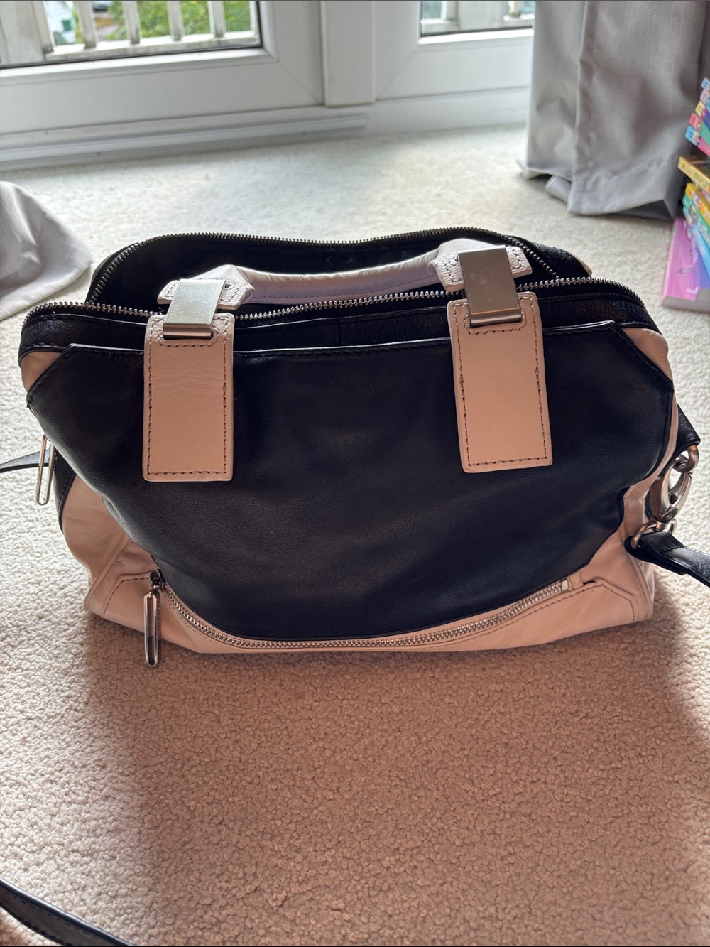 Walter by Walter Baker Black and Beige Women's Satchel Handbag